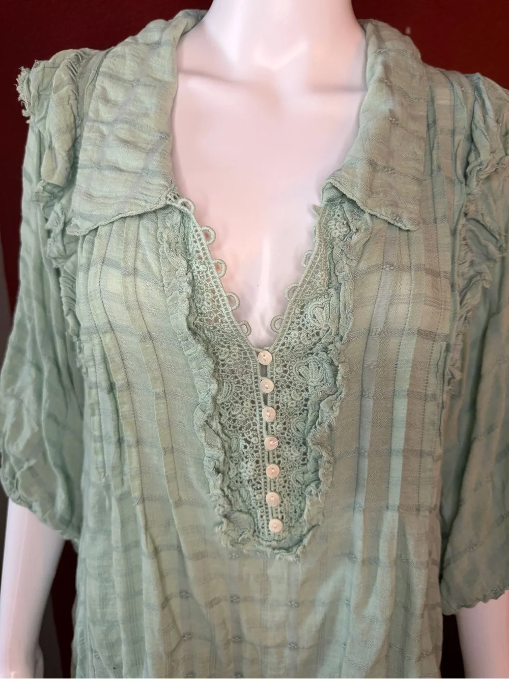Free People Elora Mini Dress Mermaids Tail Mint Green Boho Size M